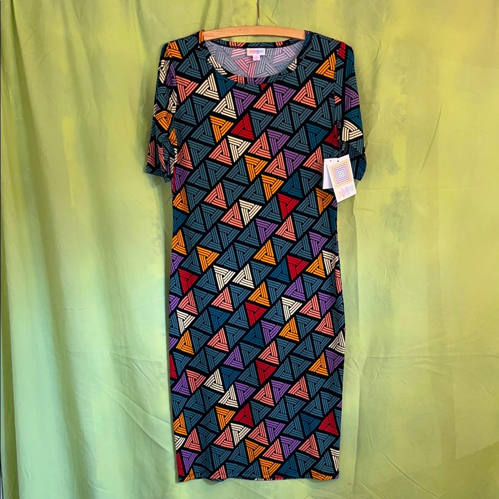NWT LuLaRoe Julia Multicolor Geometric Midi Dress - Picture 2 of 8